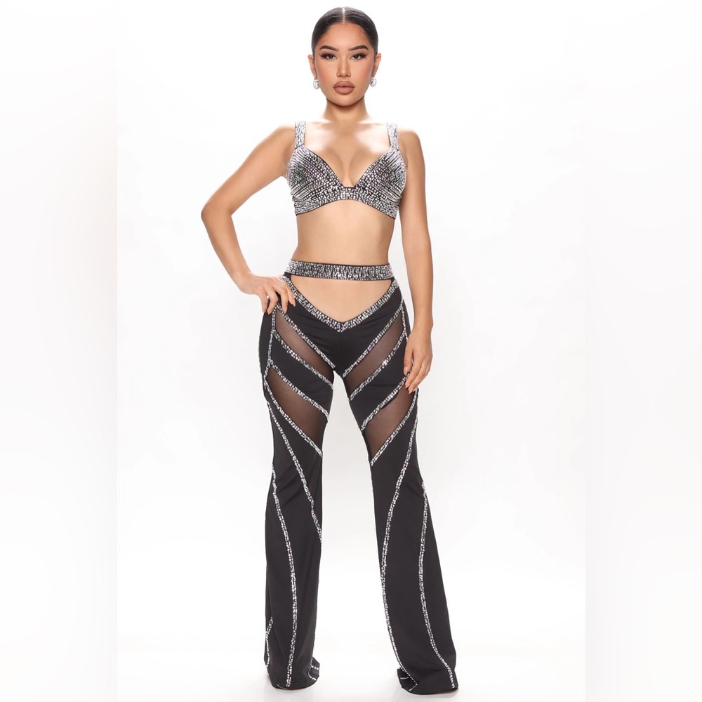 Hot Tonight Rhinestone Pant Set